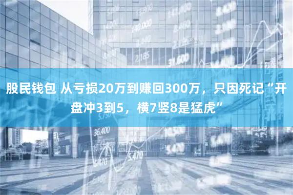 股民钱包 从亏损20万到赚回300万，只因死记“开盘冲3到5，横7竖8是猛虎”